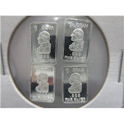 4 x .999 silver George Washington 1 gram bars