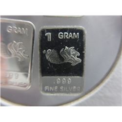 4 x .999 silver bullion Koi bars - 1 gram bars