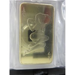 Gold finished Ace of Hearts Pin Up Girl