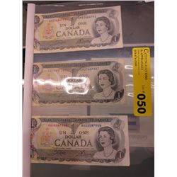 3 x old $1 Canadian bills