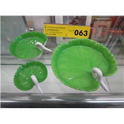 Set of 3 vintage Herend lily pad ornaments