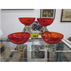 4 Vintage Red glass desert cups