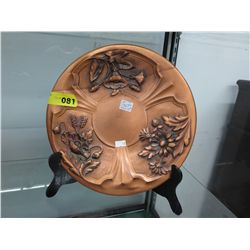 Signed art nouveau copper plaque - 12"