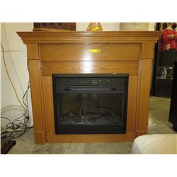 Electric fireplace in wood surround