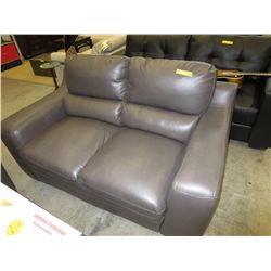 NEW - Leather Love Seat & Chair - Grey