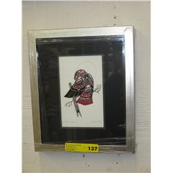 Framed Richard Shorty print "Red tailed hawk"