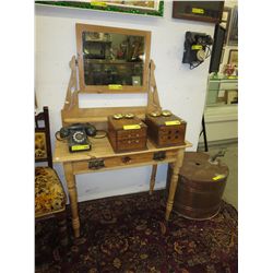 Reclaimed wood vanity with tilt mirror