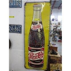 Vintage Pepsi Cola tin sign - 17" x 47"