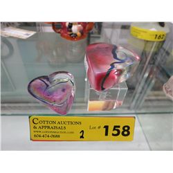 2 Robert Held art glass hearts