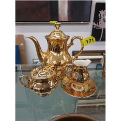Mitterteich gold luster teapot, cream & sugar