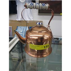 Vintage copper teapot w/ delft ceramic handles
