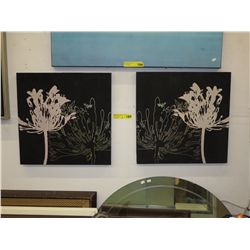 2 Floral prints on stretched canvas
