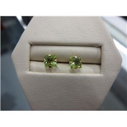 Brand new 10KT gold princess cut Peridot earrings