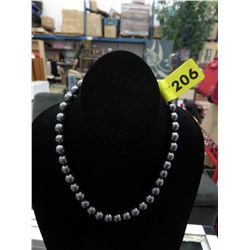 Brand new hand knotted silver shell pearl necklace