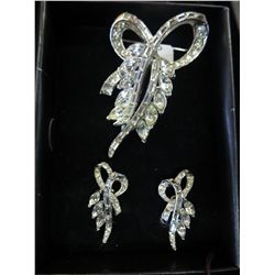 Vintage "Coro" rhinestone brooch & earrings