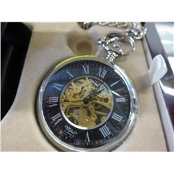 Skeleton pocket watch & case