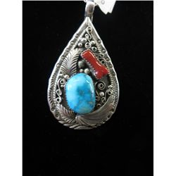 Navajo - Signed Justin Morris silver pendant