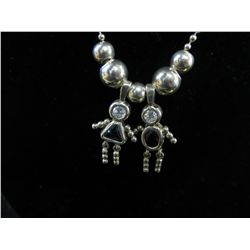 Vintage Italian silver & crystal dancer's pendant
