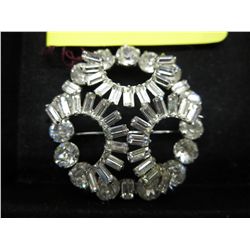 Signed Sherman rhinestone brooch