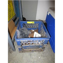 Cast metal clamps, ax head, etc.