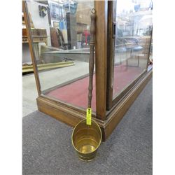 Brass wall hanging planter with wooden handle