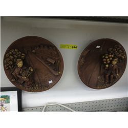 2 Vintage chalk ware wall plaque
