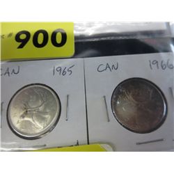 1951 & 1952 CDN 25 cent coins .800 silver