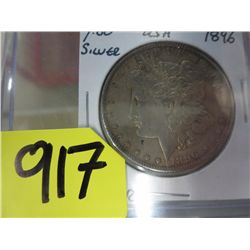 1896 USA Morgan silver dollar .900