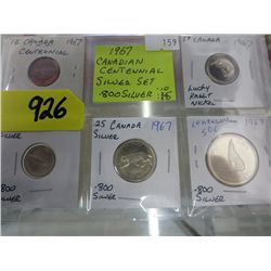 1967 CDN Centennial silver set - 5 coins