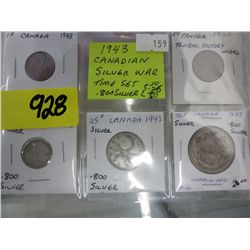 1943 CDN Wartime silver set - 5 coins