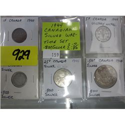 1944 CDN Wartime silver set - 5 coins