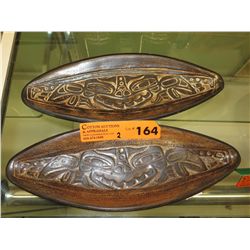 2 Haida "Sea Monster" red clay dishes