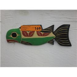 Carved Salmon plaque by Laurence Andrew