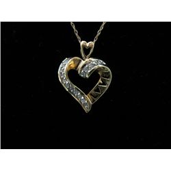 10KT Yellow Gold Diamond heart necklace