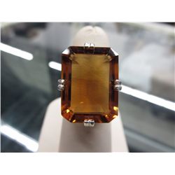 17.14CT Emerald step-cut Citrine solitaire ring