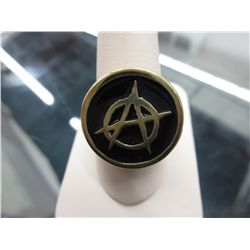 Mans New Black Enamel and Solid Bronze ring