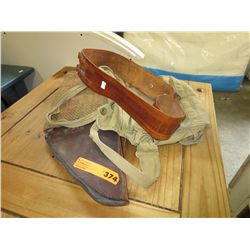 Leather saddle holster, gun belt & canvas bag