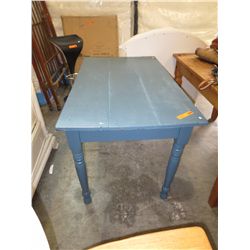 Wood table, painted blue