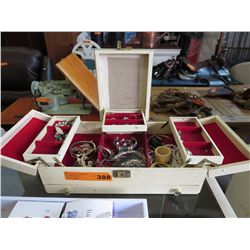Vintage jewelry box and contents