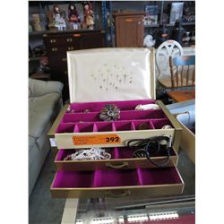 Vintage jewelry box & contents