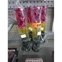 Four plastic bongs.