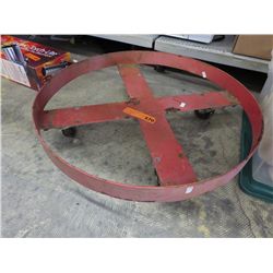 Round metal trolley on casters