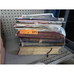 Collectibles books plus sports magazines.