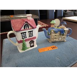 2 Decorative glazed ceramic teapots