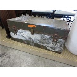 Vintage green footlocker style trunk