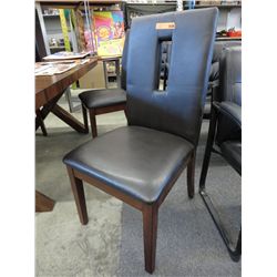 NEW - contemporary wood & leather dining chair