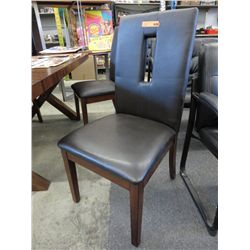 NEW - contemporary wood & leather dining chair