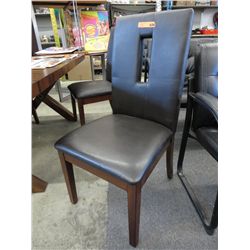 NEW - contemporary wood & leather dining chair