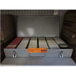 Vintage photographic slides in metal case