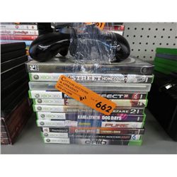 11 XBOX 360 games and 1 controller